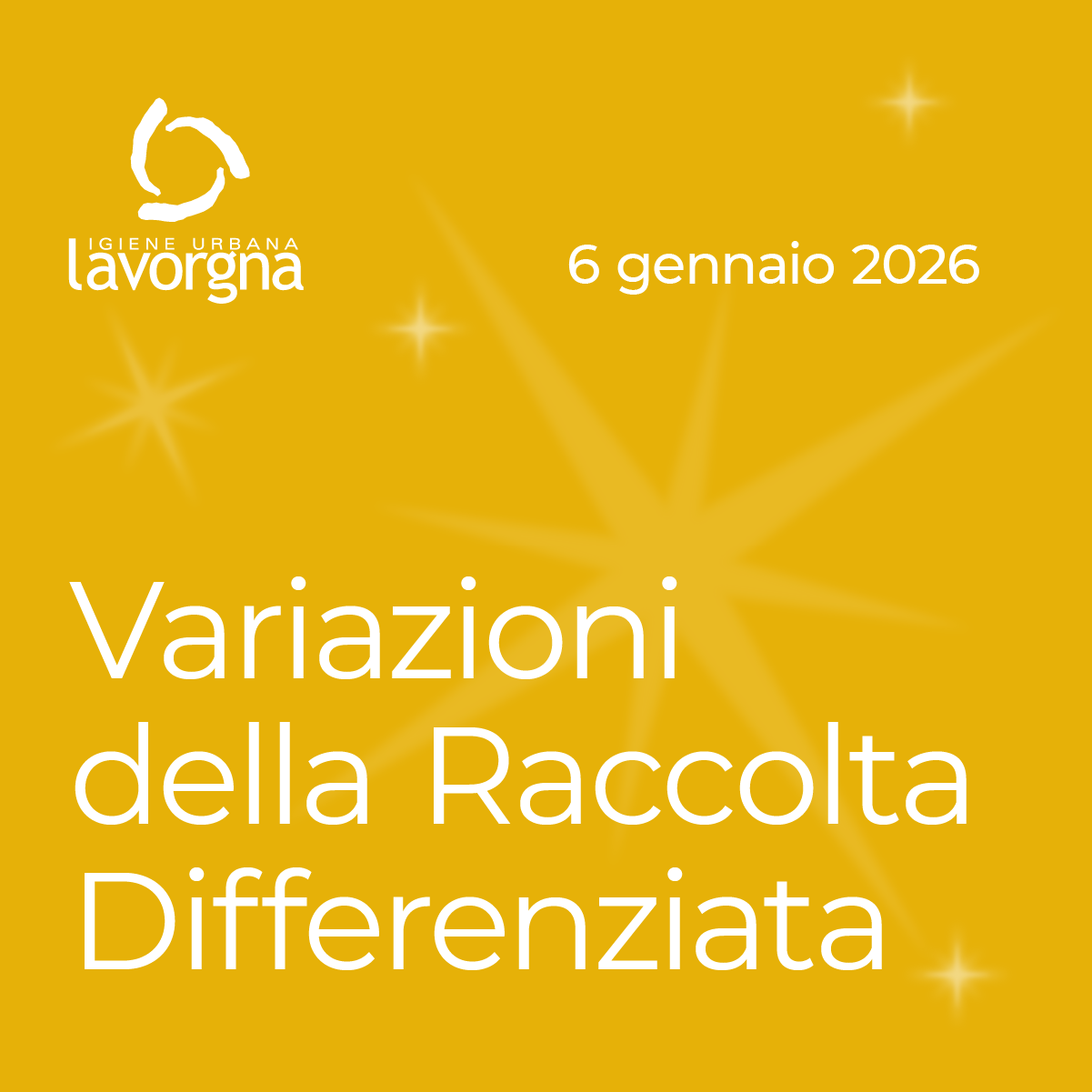 Variazioni della raccolta differenziata per la festività dell’Epifania 2026